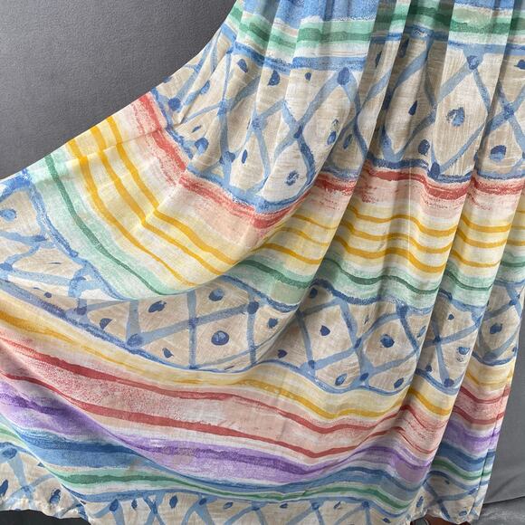 Vtg 80s 90s Two Potato Artsy A Line Midi Dress Womens M Sheer NOS Coastal Pastel - Picture 8 of 16